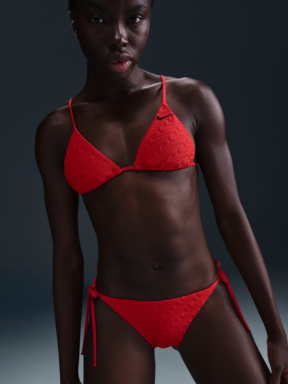 NWT Nike Swim Bikini Set Red Terry Textured Logo swimsuit XXL